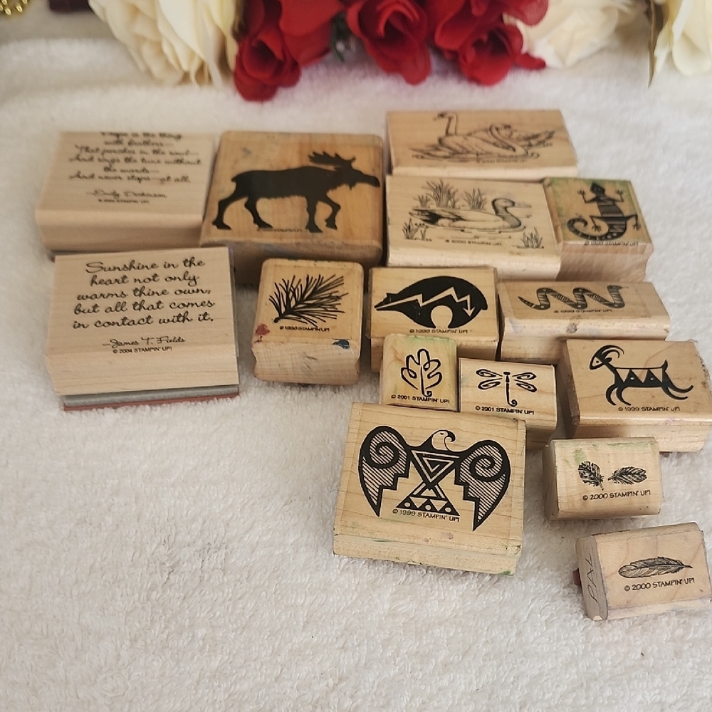 Stampin Up Nature And Animal 15 Wooden Rubber Stamps